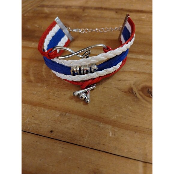 Baseball Cubs Charm Bracelet Rope Braided Band Chicago Red White Blue - Picture 3 of 11